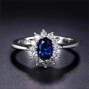 New Blue Color Big Zircon Crystal Stone ring